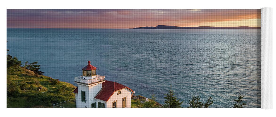 Lighthouse Yoga Mat featuring the photograph Burrows Island Sunset by Michael Rauwolf