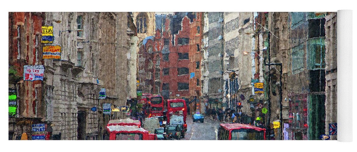 London Yoga Mat featuring the digital art Busy London Street by SnapHappy Photos