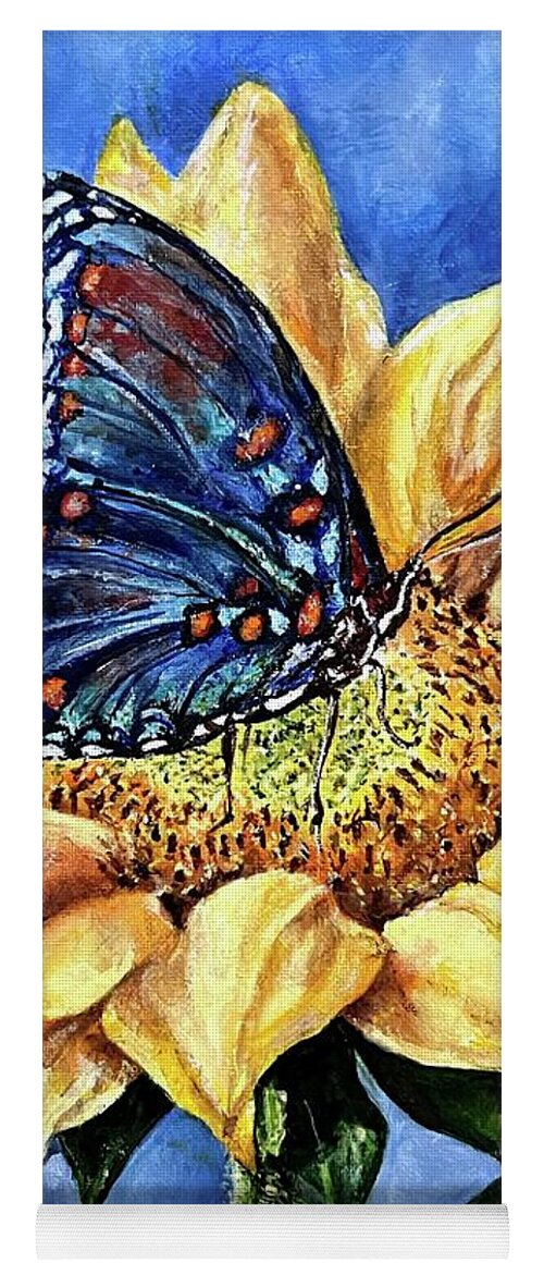 Nature Yoga Mat featuring the painting Butterflies are Blue by Karen Needle