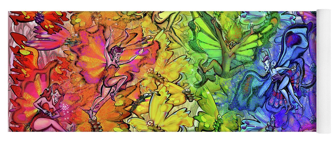 Butterfly Yoga Mat featuring the digital art Butterflies Faeries Rainbow by Kevin Middleton