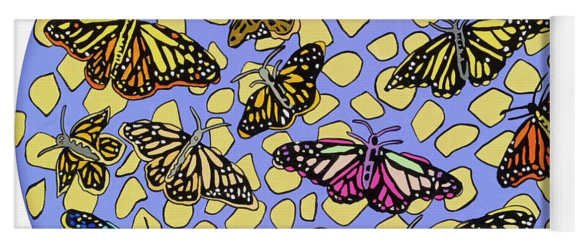 Butterfly Butterflies Pop Art Yoga Mat featuring the painting Butterflies by Mike Stanko