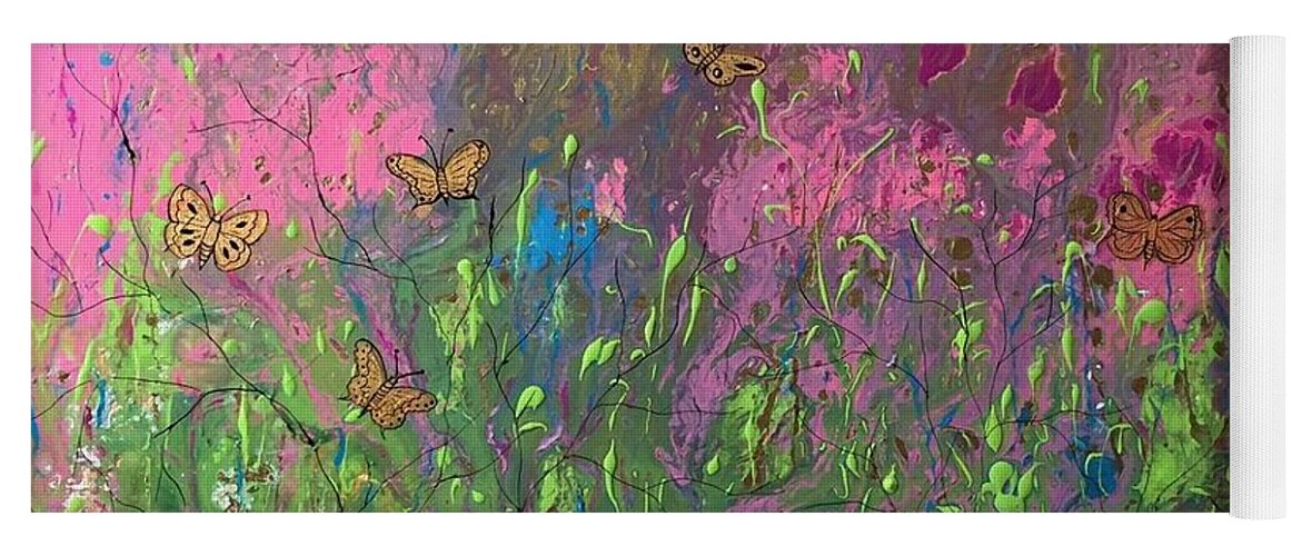 Butterflies Yoga Mat featuring the painting Butterfly Garden by Barbara Landry
