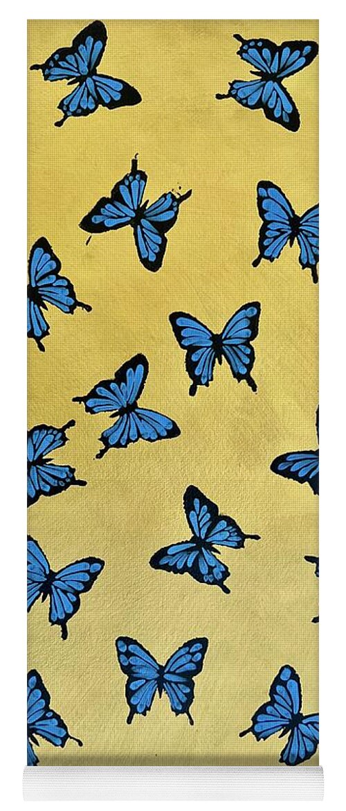  Yoga Mat featuring the painting Butterfly Gold background by Clayton Singleton