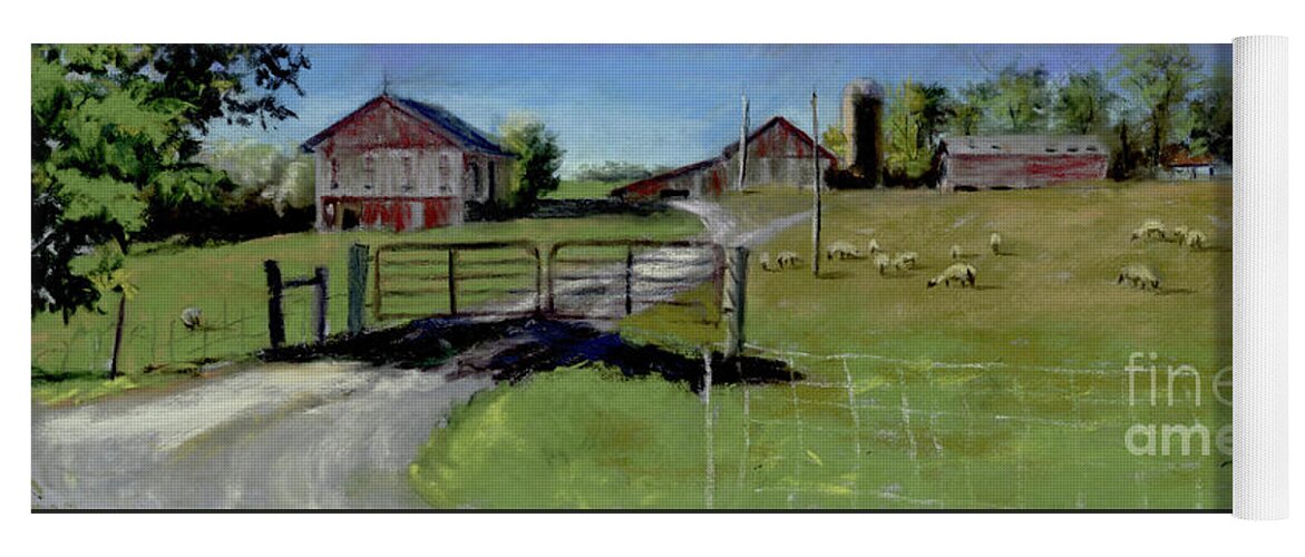 Byers Woods Ashland Ohio Barn Yoga Mat featuring the painting Byers Woods Farm by Terri Meyer