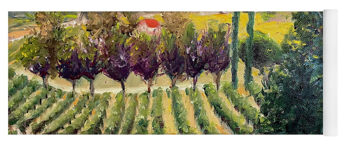 Oak Mountain Yoga Mat featuring the painting Cabernet Lot at Oak Mountain Winery by Roxy Rich