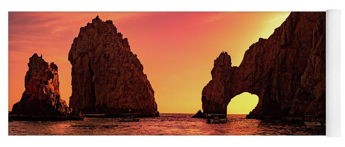 Arch Yoga Mat featuring the photograph Cabo Arch Sunset by Cindy Robinson