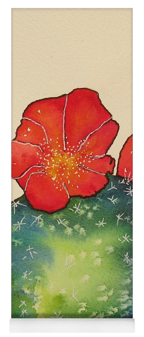 Succulent Yoga Mat featuring the painting Cactus Rose 2 by Dale Bernard