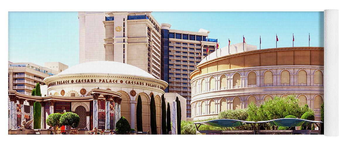 Caesars Palace Yoga Mat featuring the photograph Caesars Palace on Las Vegas Strip by Tatiana Travelways