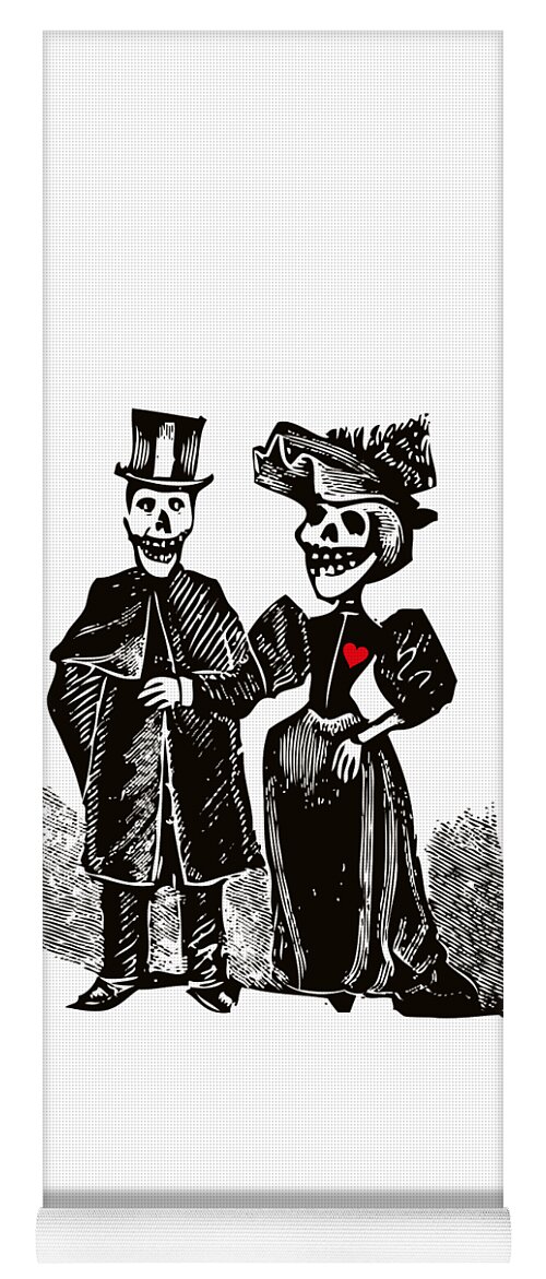 Calavera Lovers Yoga Mat featuring the digital art Calavera Couple by Eclectic at Heart