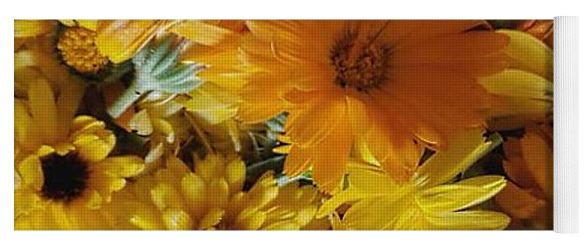 Orange Yoga Mat featuring the photograph Calendula Blossom Sunrise by Vicki Noble