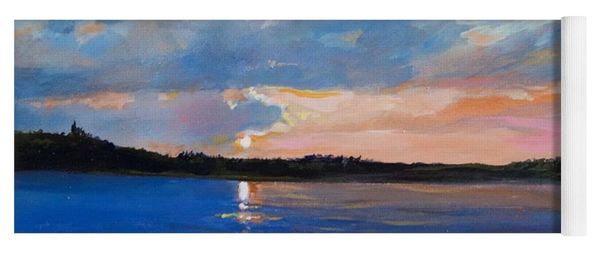 Waltmaes#sunset#candian Sunset#sunset On Lake Kipawa Canada#pink Sky Sunset Non Lake#northern Canada Lake Sunset# Sunset On Lake In Quebec Yoga Mat featuring the painting Call it a day by Walt Maes