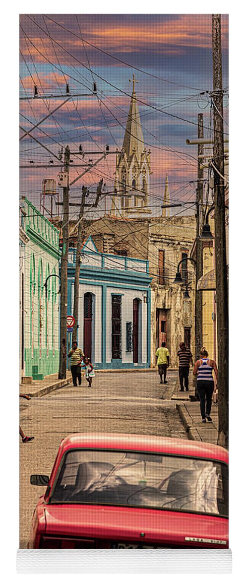 © 2015 Lou Novick All Rights Resvered Yoga Mat featuring the photograph Camaguey street by Lou Novick
