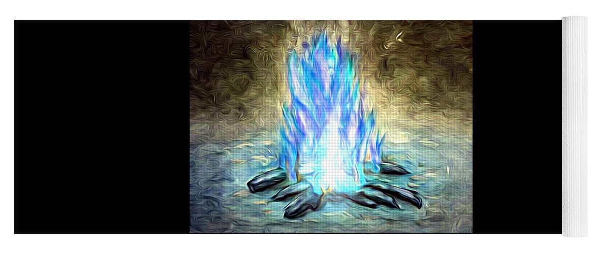 The Entranceway Yoga Mat featuring the digital art Campfire Blues by Ronald Mills
