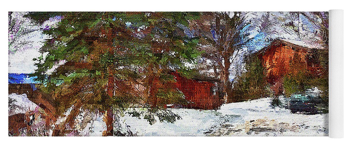 Canadian Yoga Mat featuring the mixed media Canadian Winter Scene by Tatiana Travelways