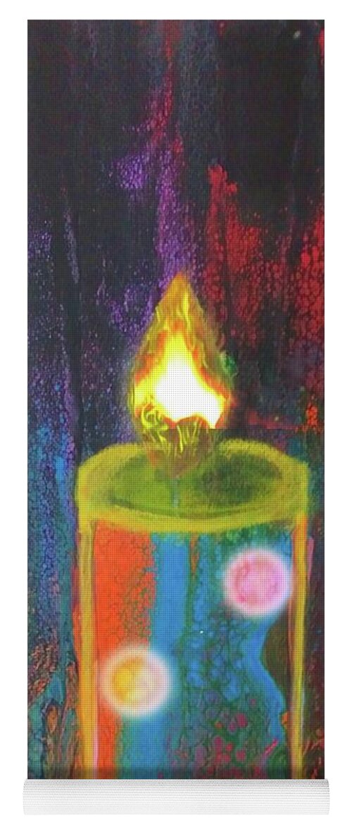 Candle Yoga Mat featuring the mixed media Candle In The Rain by Anna Adams