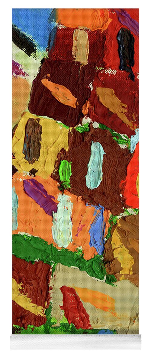 Non Objective Abstract Painting Yoga Mat featuring the painting Candles and Cakes by David Zimmerman