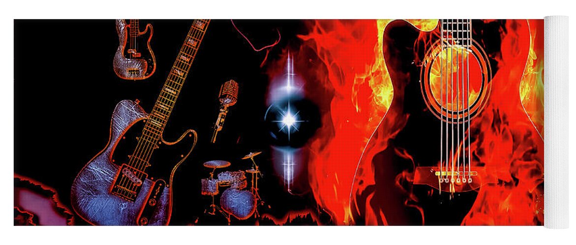 Guitars Yoga Mat featuring the digital art Canned Heat by Michael Damiani