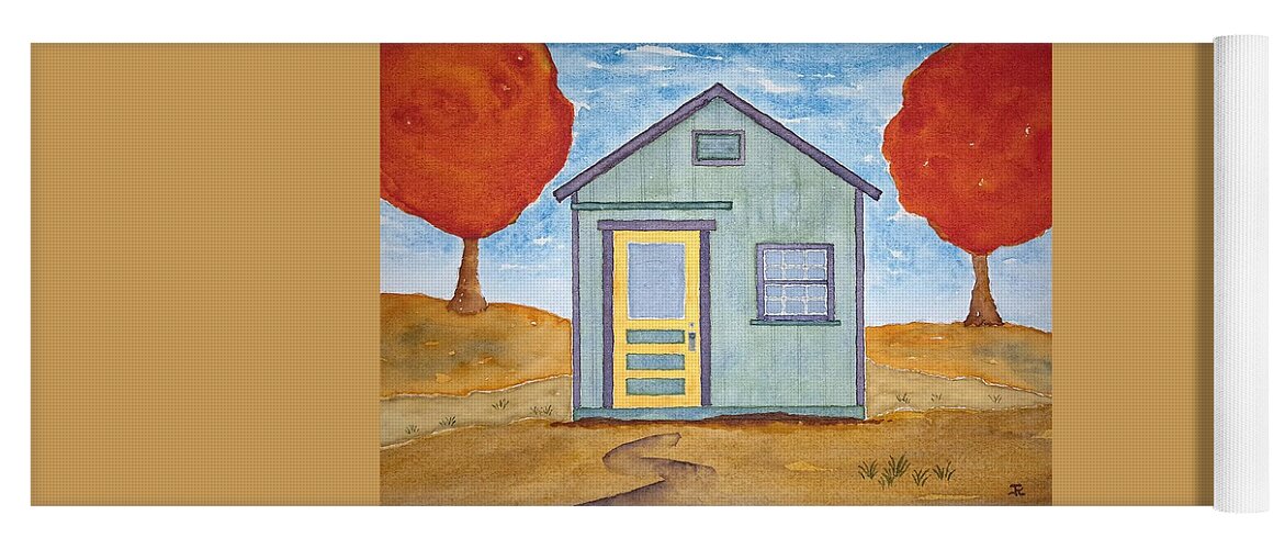 Watercolor Yoga Mat featuring the painting Cannery Row Shack by John Klobucher