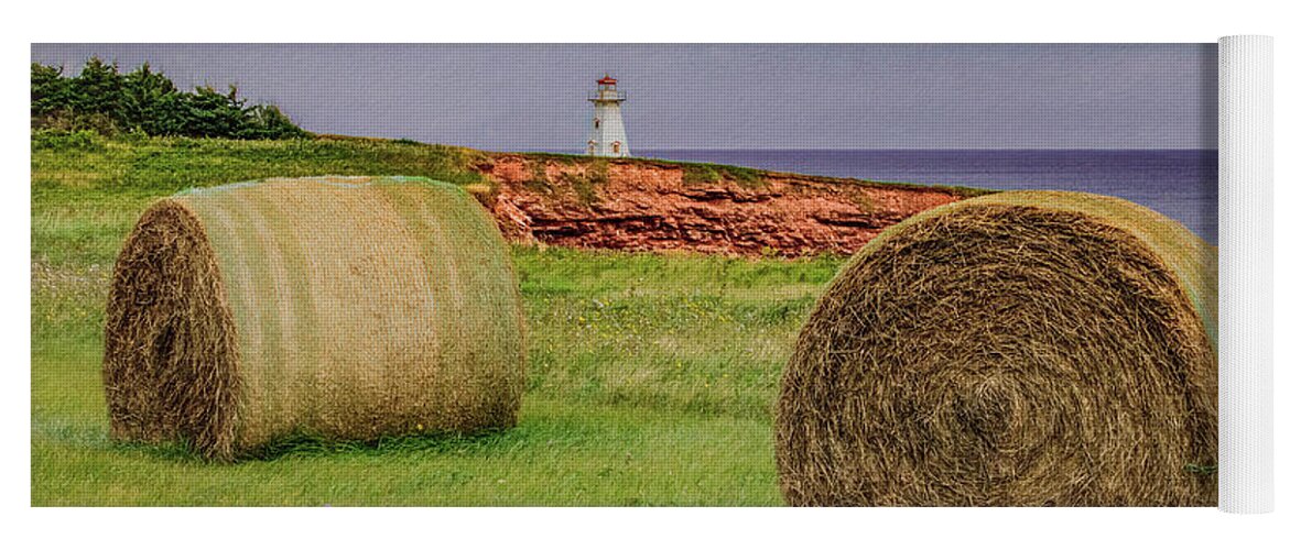 Pei Yoga Mat featuring the photograph Cape Tryon Lighthouse From the Farm by Marcy Wielfaert