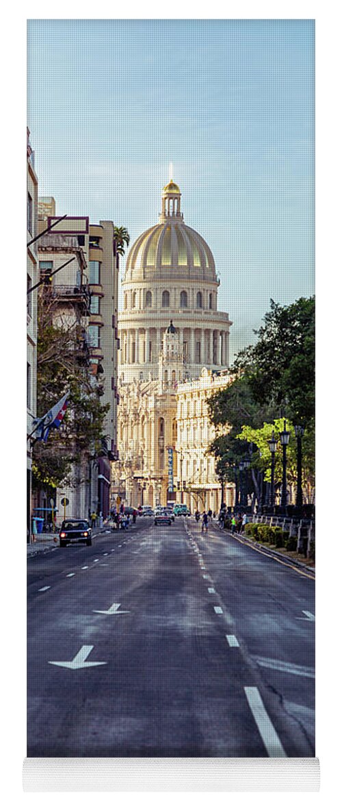 Street Photography Yoga Mat featuring the photograph Capitol Building - Havana, Cuba by David Lee