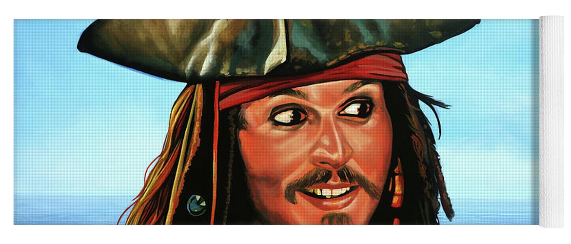 Johnny Depp Yoga Mat featuring the painting Captain Jack Sparrow Painting by Paul Meijering