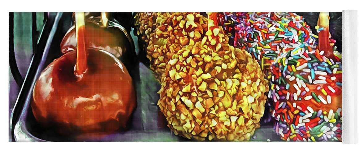 Fair Yoga Mat featuring the photograph Caramel Apples With Sprinkles and Nuts by Susan Savad
