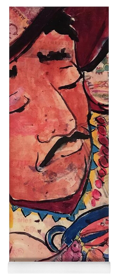 Mexican Chef Yoga Mat featuring the painting Carlos Cocina by Elaine Elliott