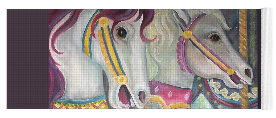 Carnaval Yoga Mat featuring the painting Carousel Horses by Barbara Landry