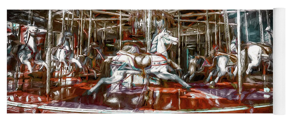 Merry-go-round Yoga Mat featuring the digital art Carousel Of Time by Wayne Sherriff