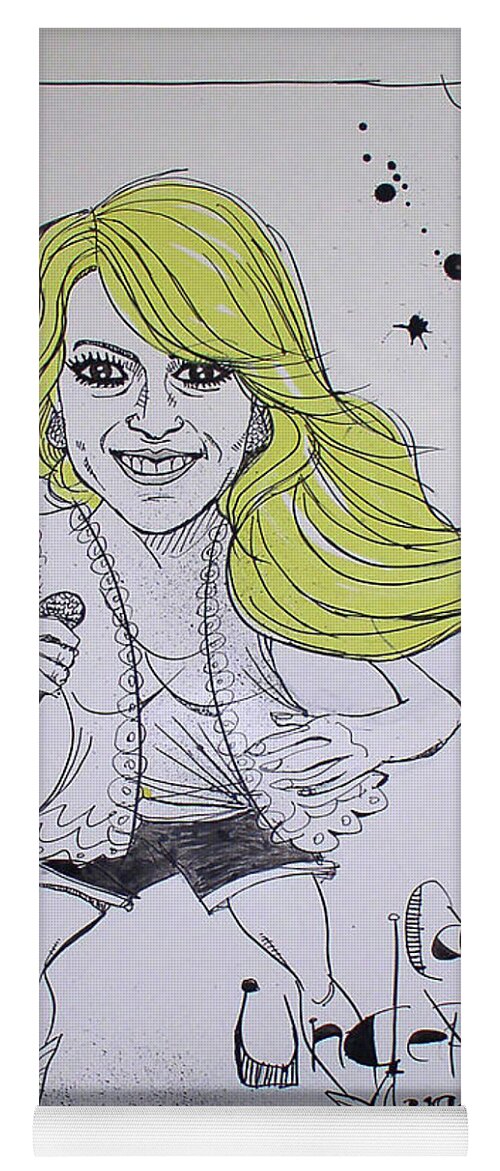  Yoga Mat featuring the drawing Carrie Underwood by Phil Mckenney