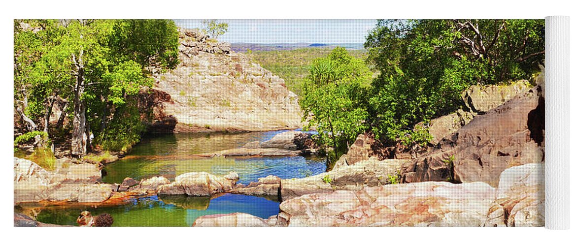 Gunlom Yoga Mat featuring the photograph Cascading Rock Pools - Gunlom - Kakadu National Park by Lexa Harpell
