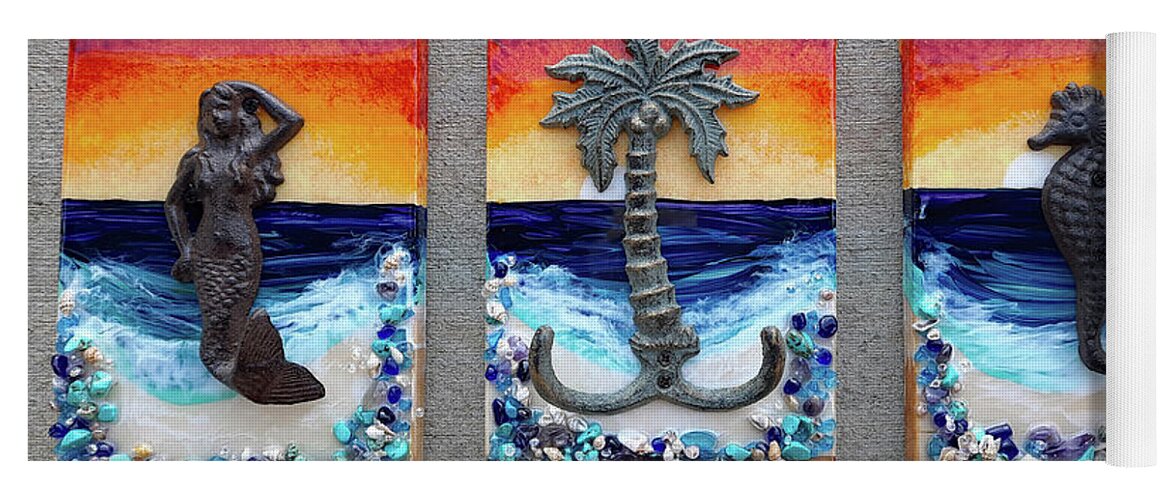  Yoga Mat featuring the mixed media Cast Iron Hooks by Lori Sutherland
