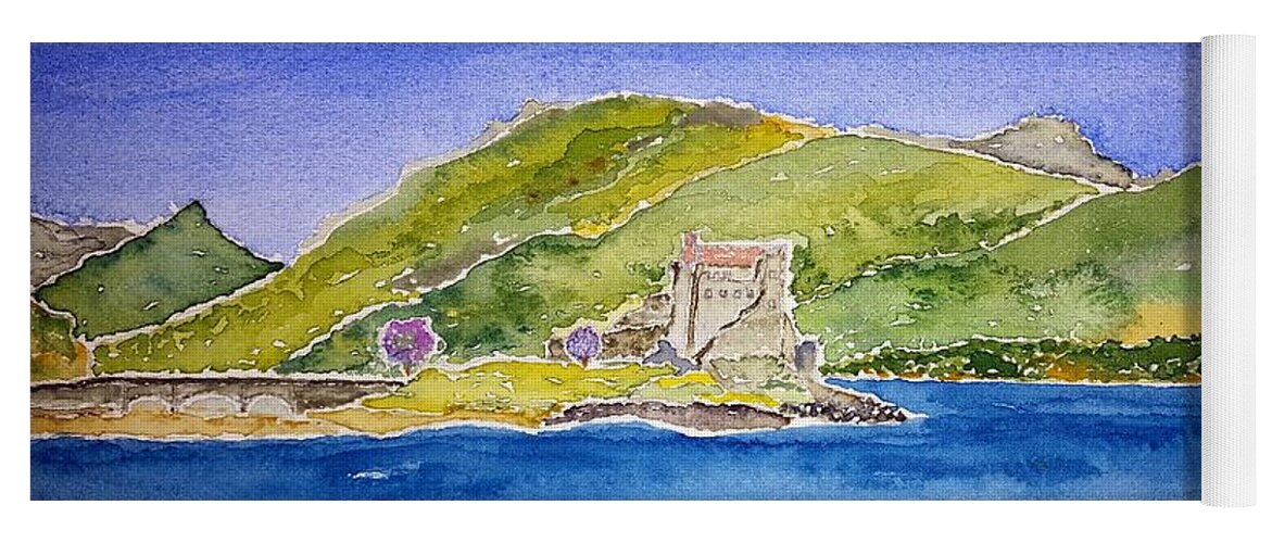 Watercolor Yoga Mat featuring the painting Castle Eilean Donan by John Klobucher