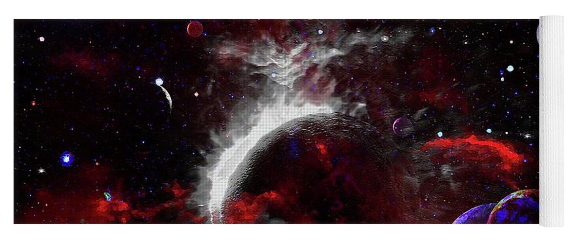  Yoga Mat featuring the digital art Cataclysm of Planets by Don White Artdreamer