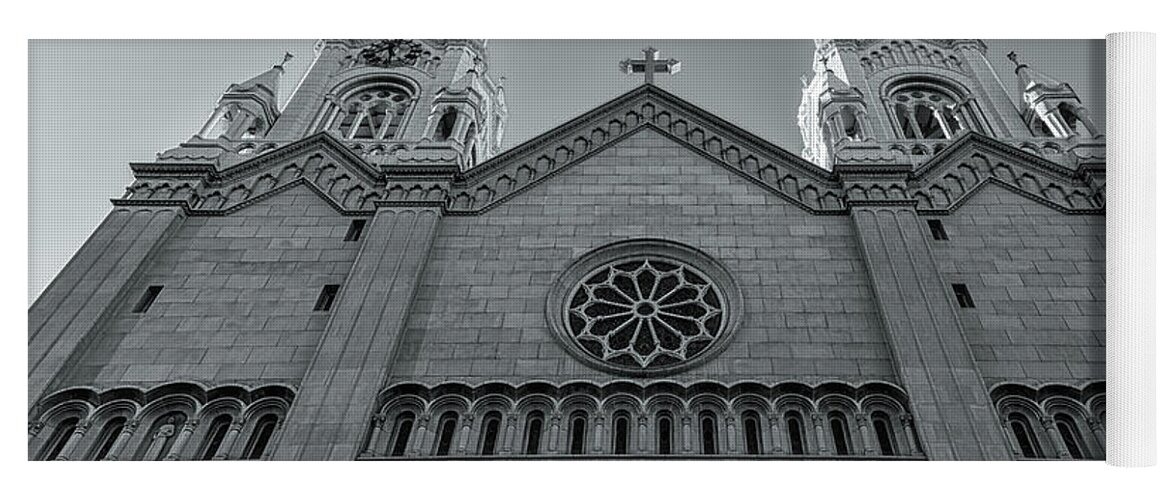 St. Peter And Paul Church Yoga Mat featuring the photograph Cathedral Bw by Jonathan Nguyen