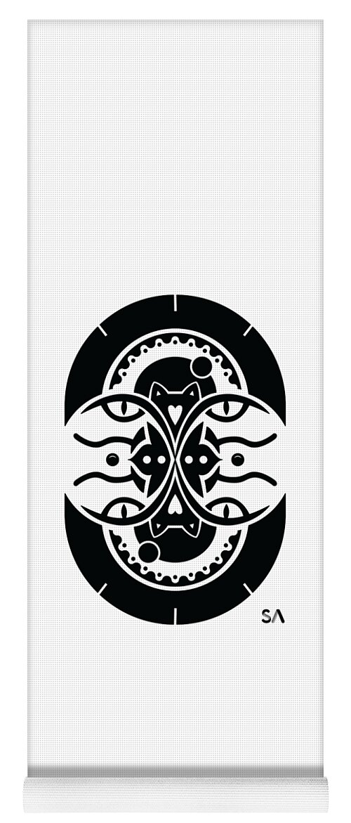 Black And White Yoga Mat featuring the digital art Cats by Silvio Ary Cavalcante