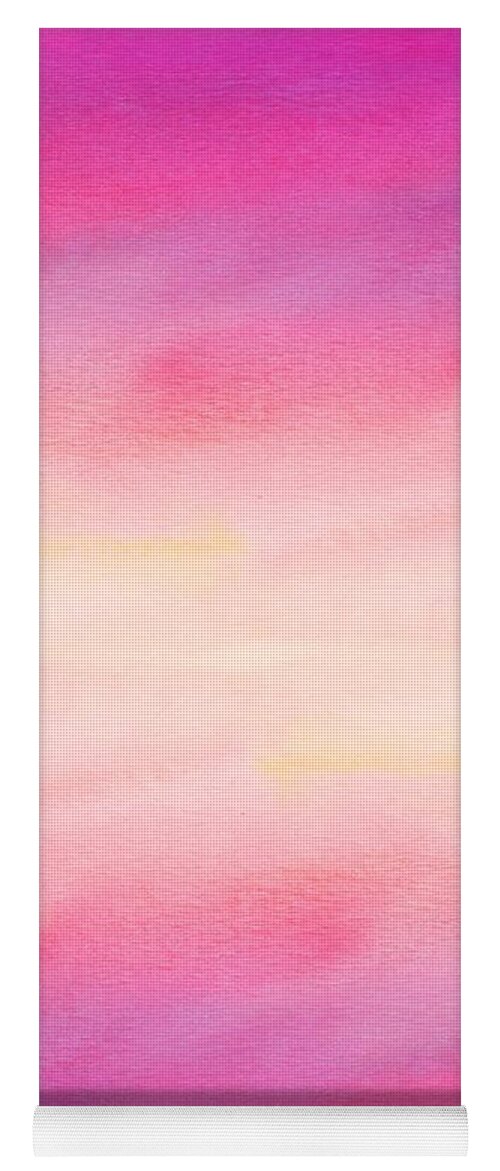 Watercolor Yoga Mat featuring the digital art Cavani - Artistic Colorful Abstract Pink Watercolor Painting Digital Art by Sambel Pedes