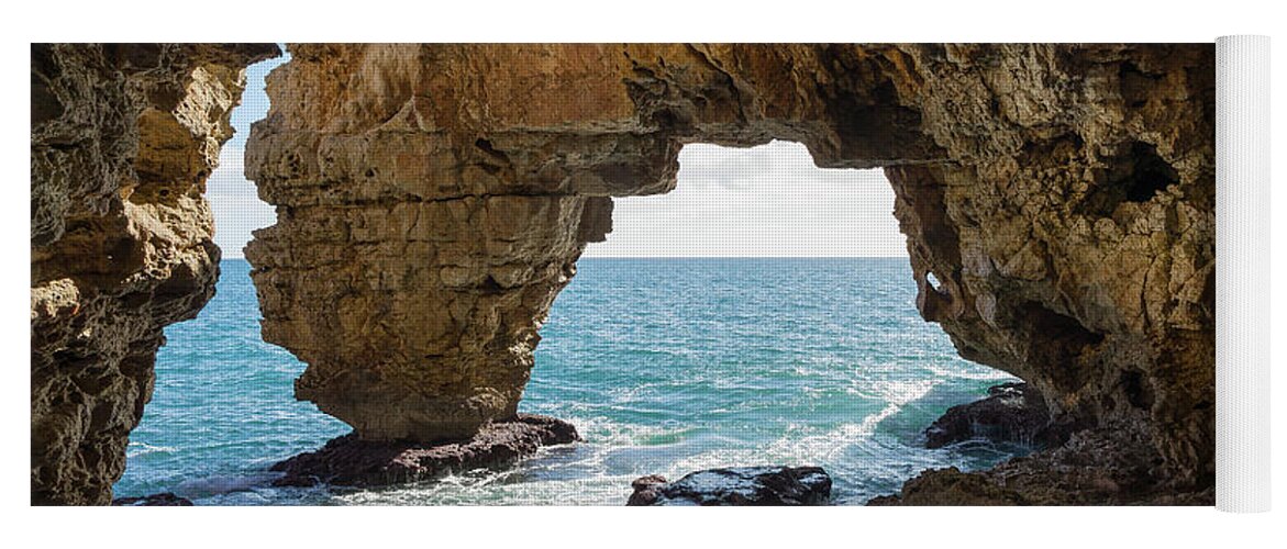 Coast Yoga Mat featuring the photograph Cave on the Mediterranean coast, Cova del Arcs by Adriana Mueller