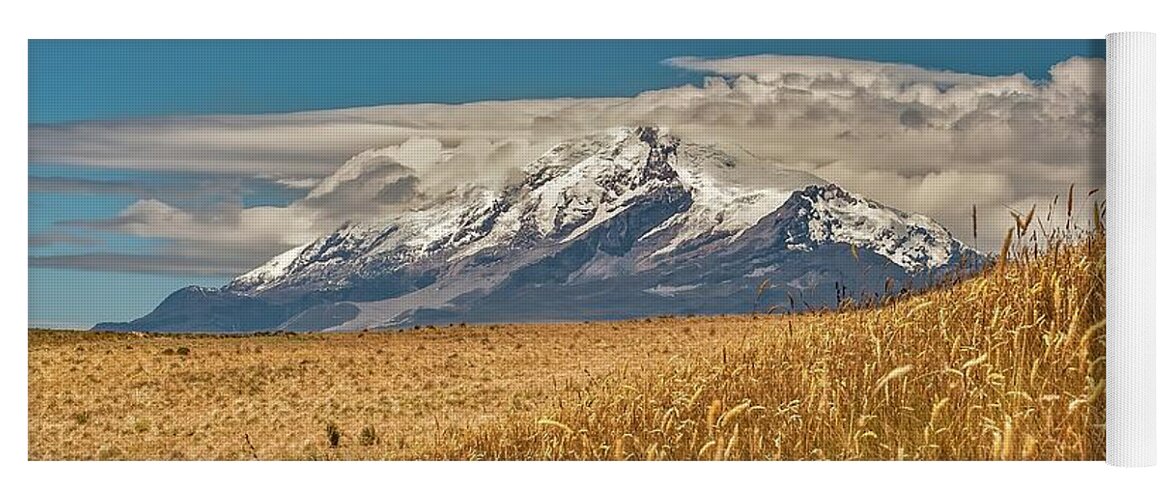Andes Yoga Mat featuring the photograph Cayambe and Andes Paramo by Henri Leduc