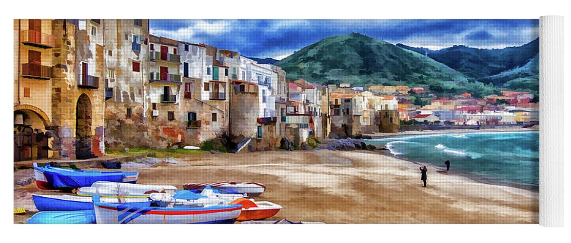 Italy Yoga Mat featuring the photograph Cefalu Waterfront by Monroe Payne