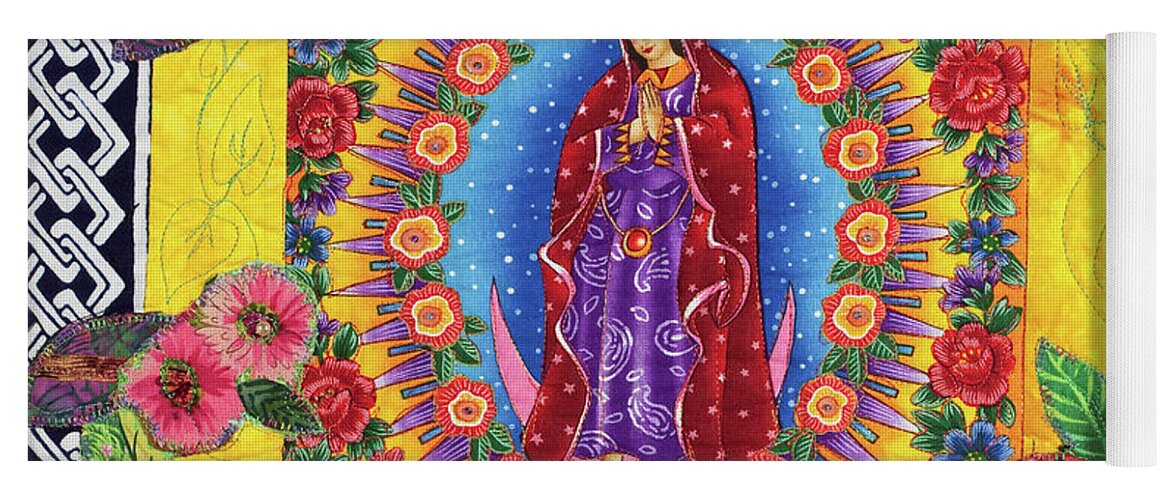 Day Of The Dead Yoga Mat featuring the mixed media Center of Day of the Dead by Vivian Aumond