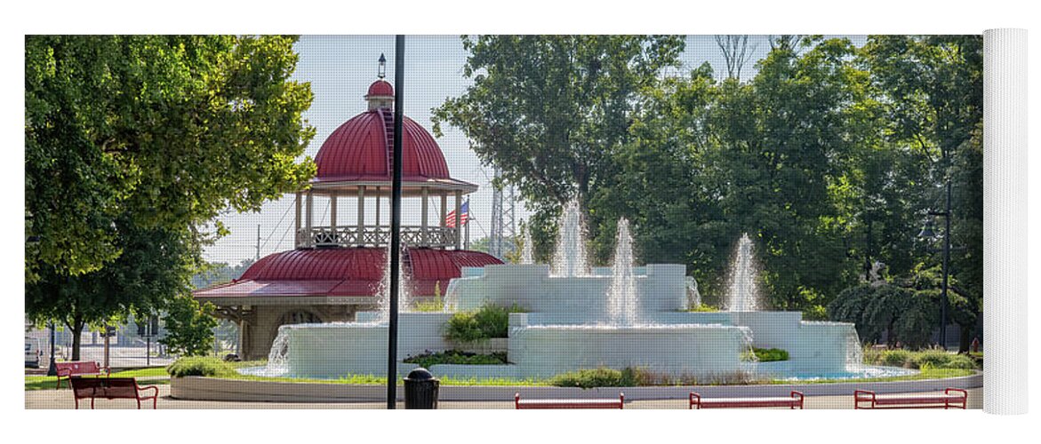 Central Park Yoga Mat featuring the photograph Central Park Fountain - Decatur, Illinois by Susan Rissi Tregoning
