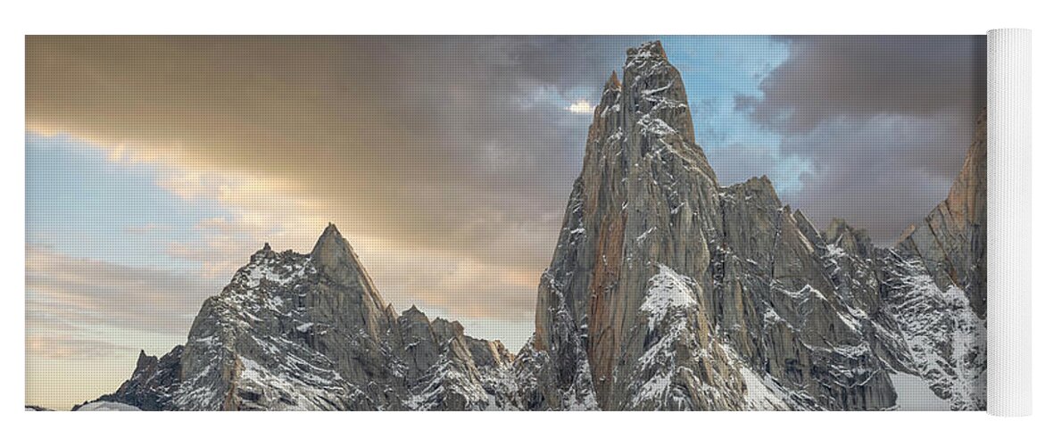 Andes Yoga Mat featuring the photograph Cerro Saint-Exupery near Laguna de los Tres by Henri Leduc