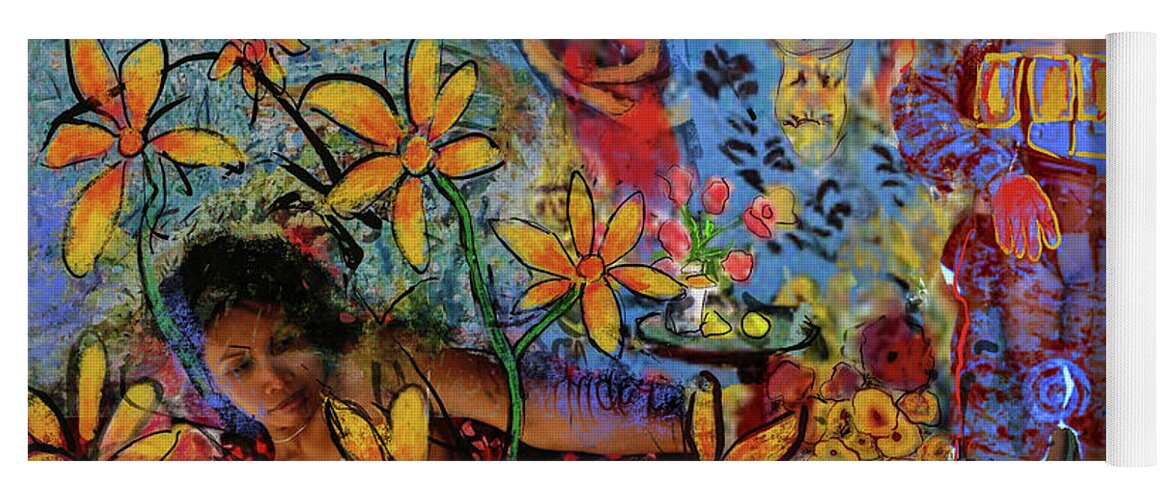 *db Yoga Mat featuring the painting Chagall, Bonnard, a naked lady, flowers and a soldier digital pa by Jeremy Holton