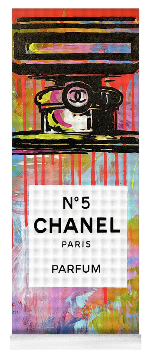 Parfum Yoga Mat featuring the mixed media Chanel Urban Pop Art by James Hudek