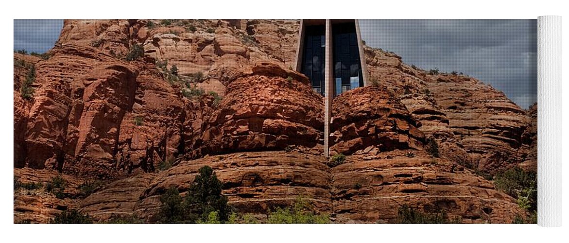 Chapel Yoga Mat featuring the photograph Chapel in the Red Rocks by Laura Putman