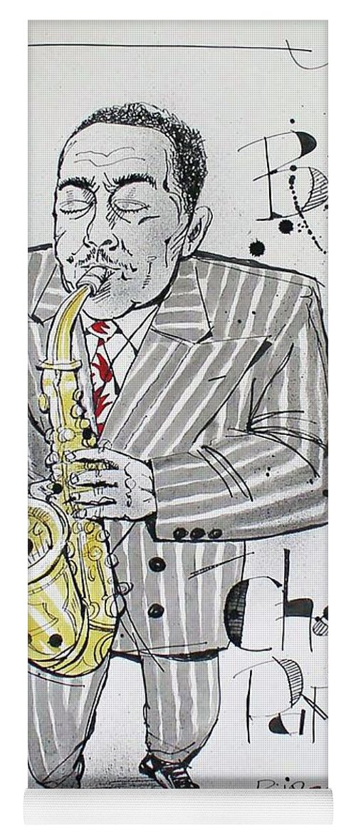  Yoga Mat featuring the drawing Charlie Parker by Phil Mckenney