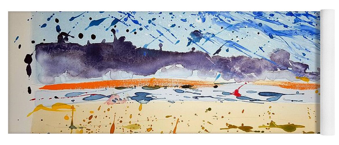 Watercolor Yoga Mat featuring the painting Chatham Harbor by John Klobucher
