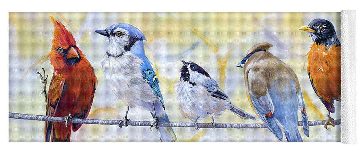 Birds Yoga Mat featuring the painting Chatting Online by Annie Troe