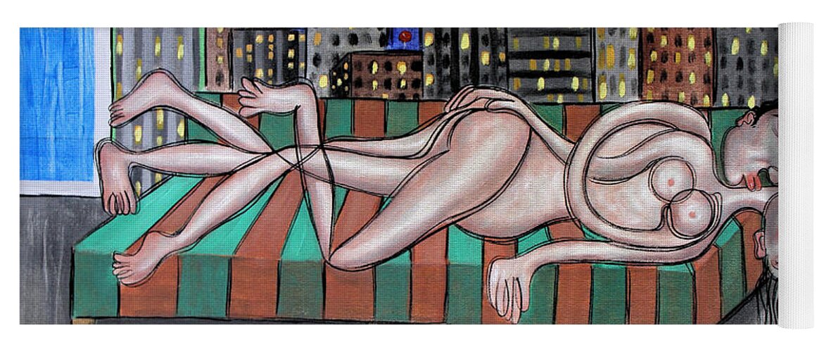 Nude Yoga Mat featuring the painting Cheap Room With A View by Anthony Falbo
